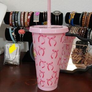 Pink Tumbler with Straw